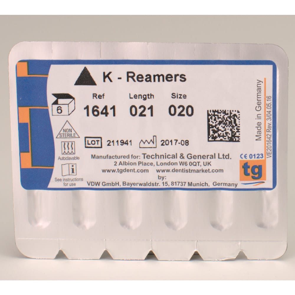 tg K-Reamers 21mm Size 020 6pcs
