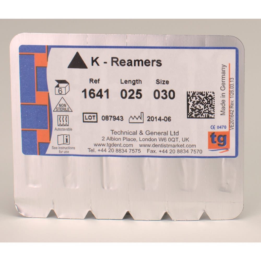tg K-Reamers 25mm Size 030 6pcs